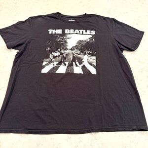 The Beatles Black Abbey Road Graphic Band Tee T-Shirt Iconic Classic Casual XL